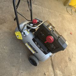 10 Gal. 175 PSI Electric Oil-Free Quiet Auto/Workshop Hotdog Air Compressor with Dual Gauges and 1-Quick Coupler by Husky