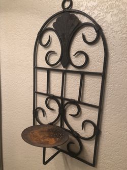 Wall iron candle holder