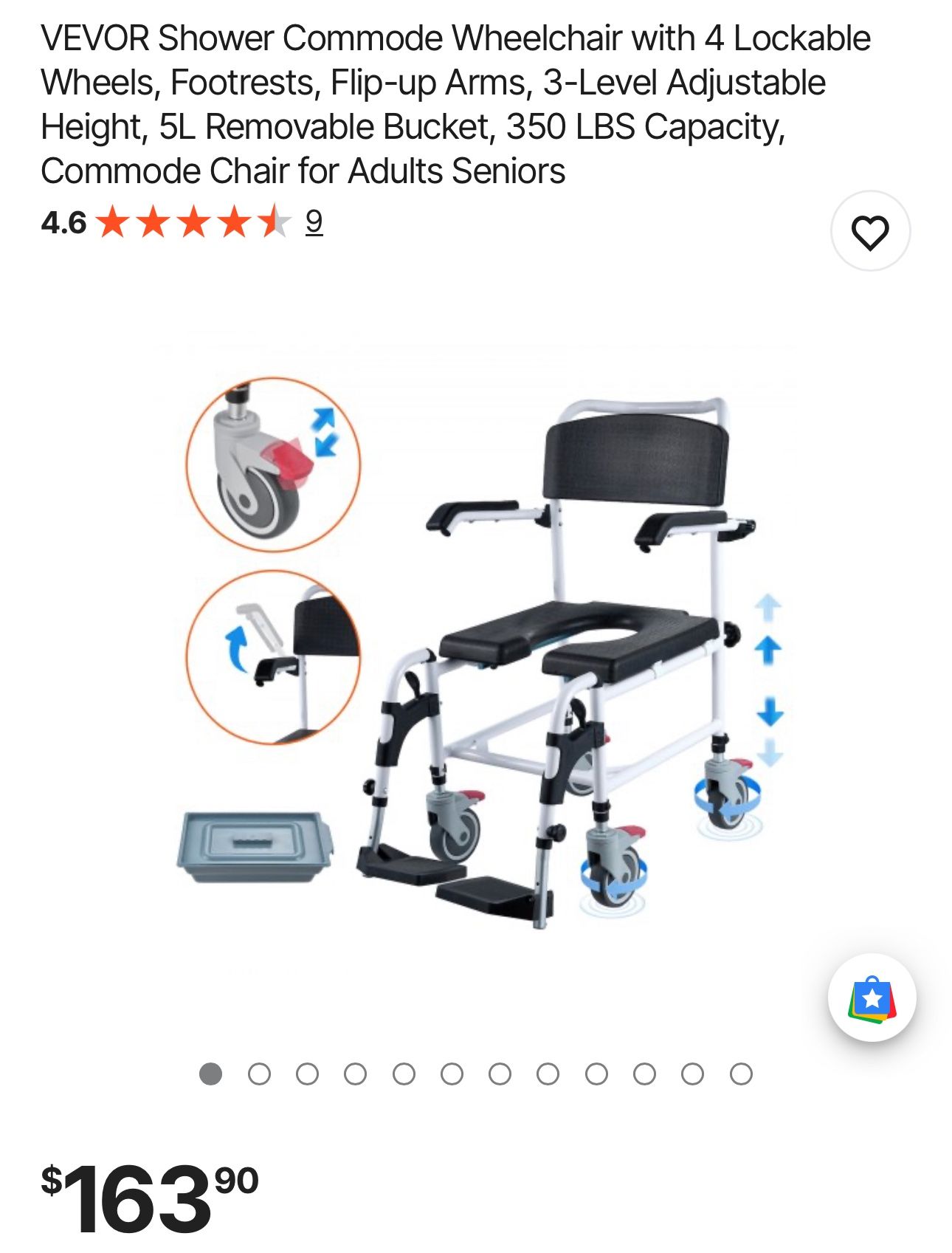 Shower Commode Wheelchair 