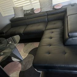 Black Leather Sectional