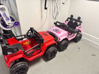 Kids Ride-On Jeeps w/ Remote Control & Bluetooth – Red & Pink