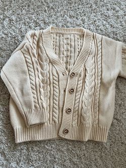 Cream Cable Knit Button-Up Cardigan