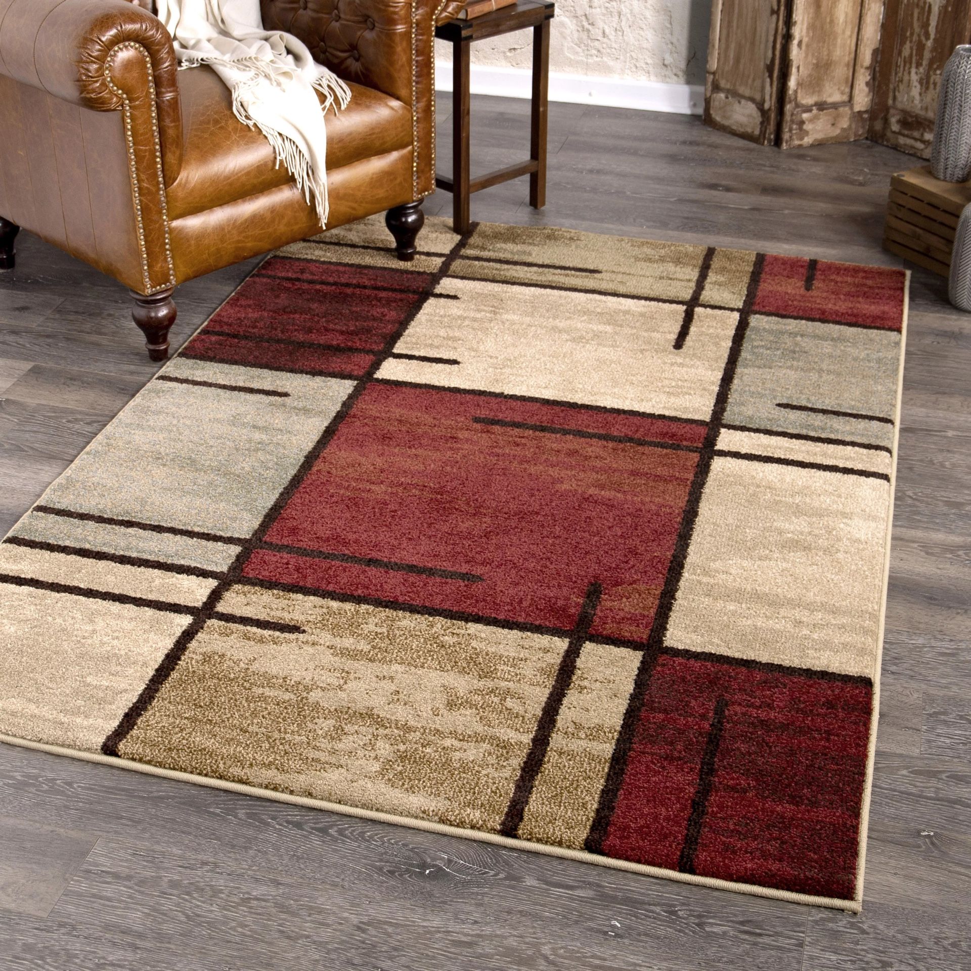 Better Homes & Gardens Spice Grid Area Rug, Rouge, 7'6" x 9'6" Rouge - 7'6" x 9'6"