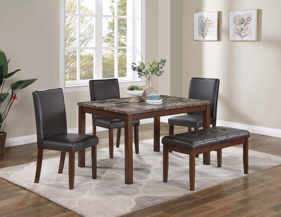 Brand New Brown Dining Set (Table: 48" x 36" x 30” H; Chair: 18" x 21" x 38"H)