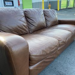 Brown Leather Couch & Chair 