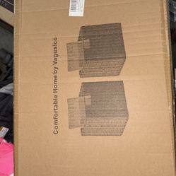  Vagusicc Wicker Storage Baskets, Set of 2 Hand-Woven Storage Baskets for Shelves with Handles