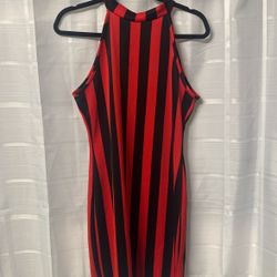 Black And Red Stripped Dress L