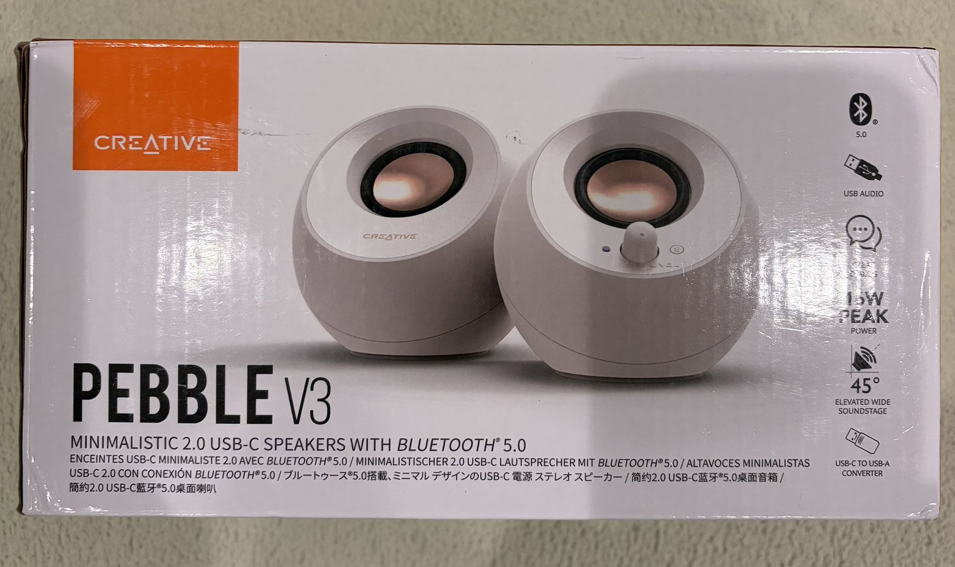 Creative Labs Pebble V3 Speakers (Bluetooth, USB-C, 3.5mm)