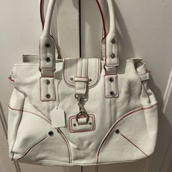 White Leather/ pink Corso Como Handbag