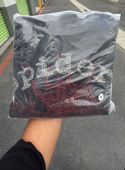 sp5der red rhinestone hoodie 