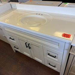 49 In. Single Sink White Bathroom Vanity With Acrylic Top