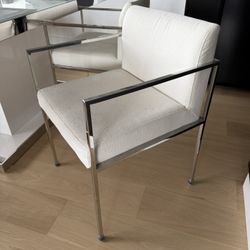 4 White And Chrome Chairs