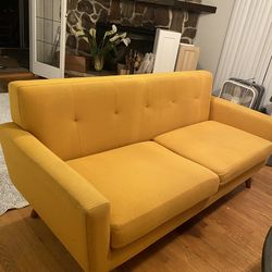 Mid-century modern burnt orange sofa - 78”