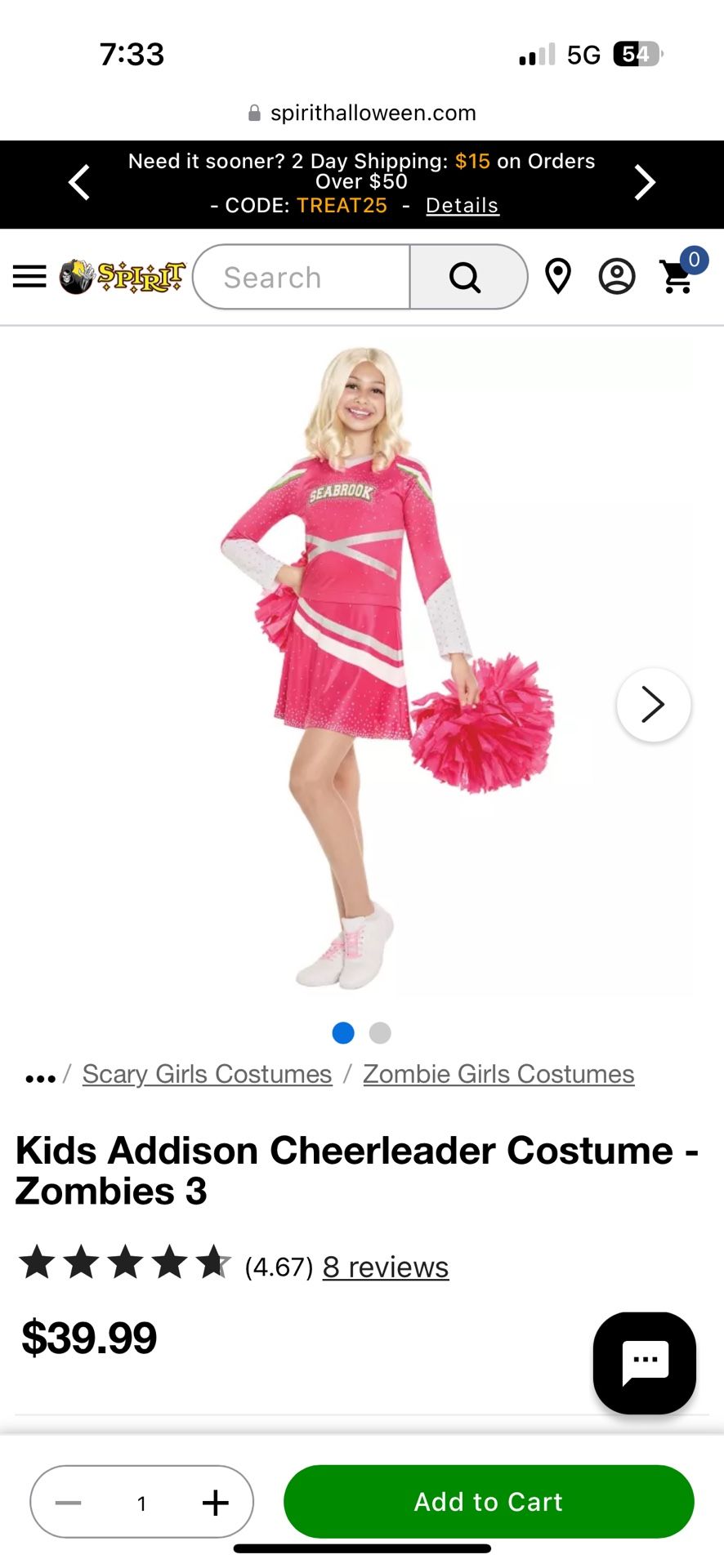 Addison Halloween Costume Size Small + Wig $40 OBO