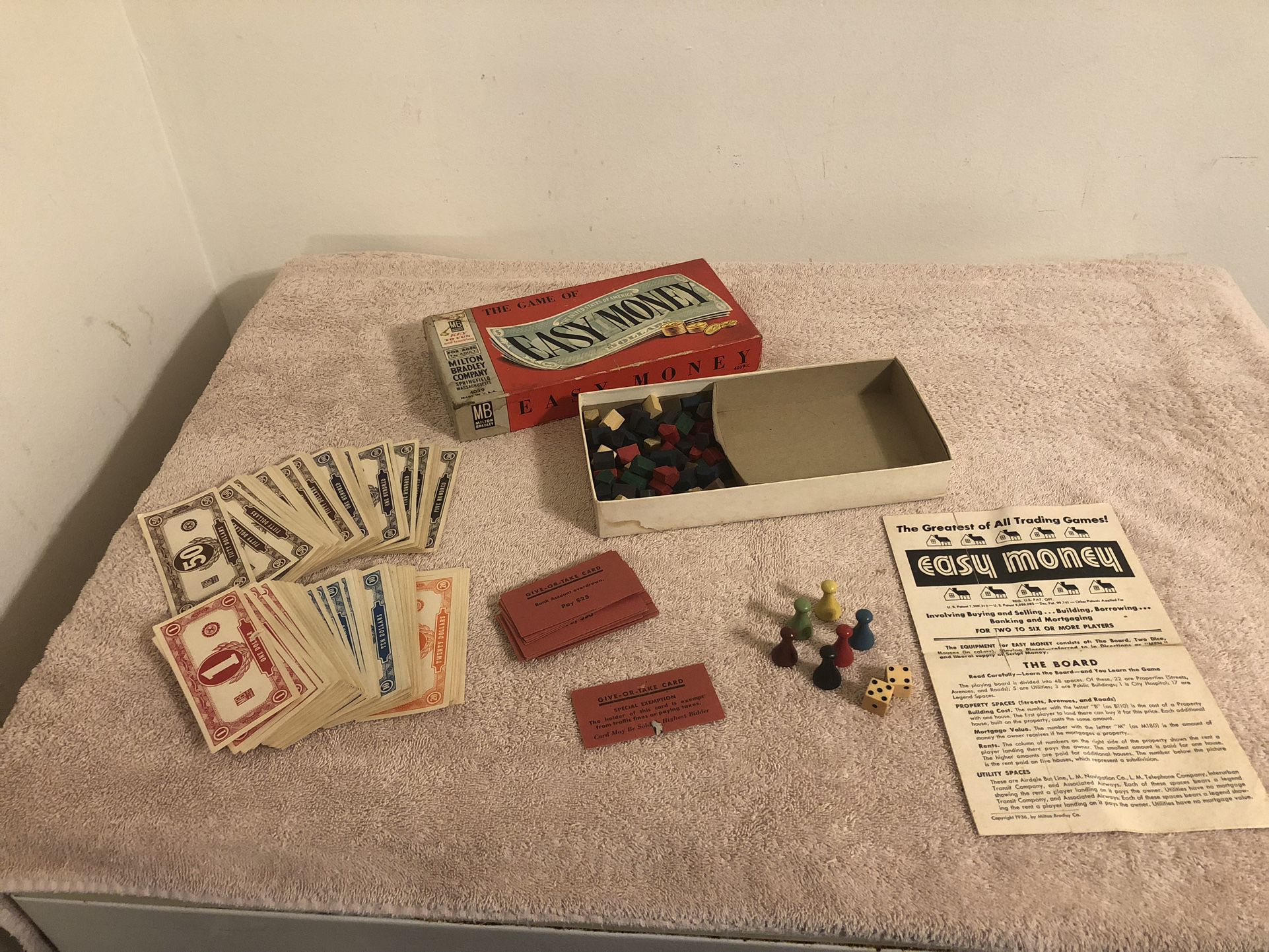 Vintage Milton Bradley Easy Money Replacement Game Pieces Complete No Board