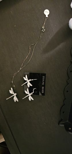 Dragonfly Necklace With Earrings 