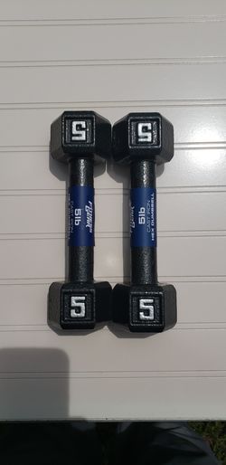 5lb FITNESS GEAR BRAND CAST IRON DUMBBELL WEIGHT PAIR BRAND NEW