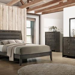 Four Piece Queen Bedroom Set Queen Bed Frame Dresser Mirror And Night Stand