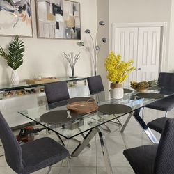 Extendable Dining Table 6 Chairs 