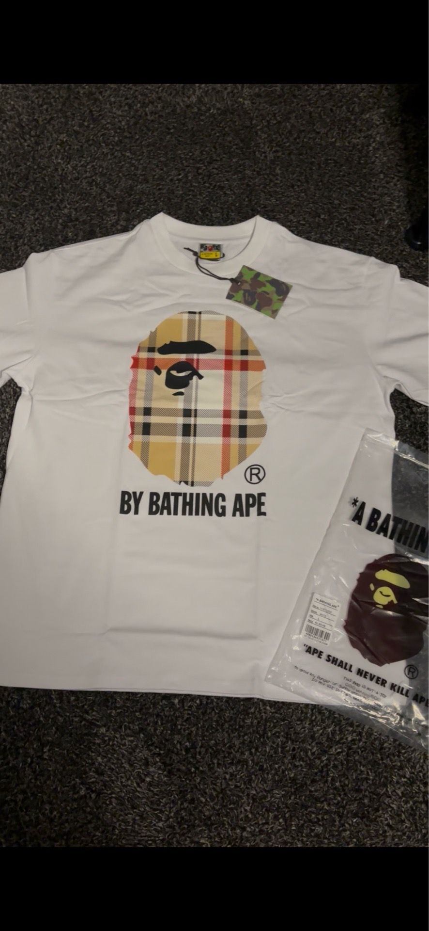 White Burberry Bathing Ape Shirt size medium
