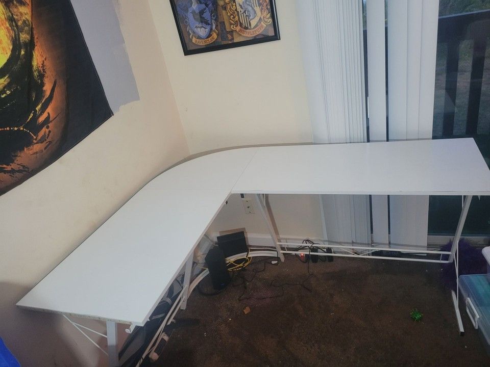 L Shaped White Desk