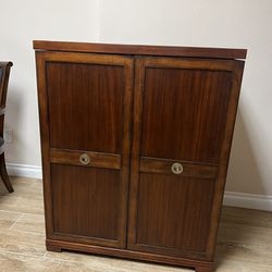 Antique Fold Out Bar Cabinet 