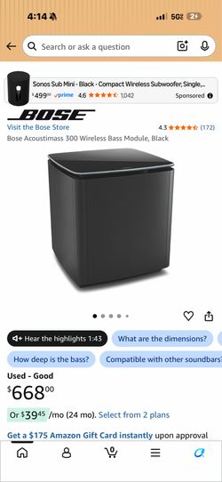 Bose acoutimass 300 wireless bass module