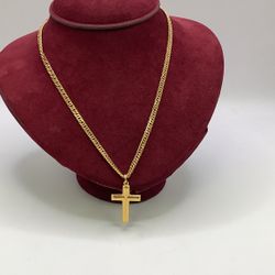 21K Gold Necklace With Cross Pendant, 16.4 G, 26in, $3,599 OBO