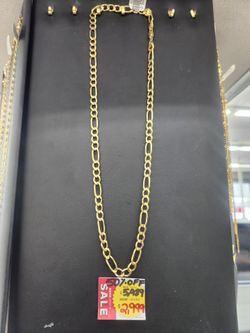14kt gold Figaro chain necklace cadena de oro
