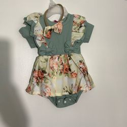 Infant Girl Ruffled Onesie Dress Size 6-9 Months