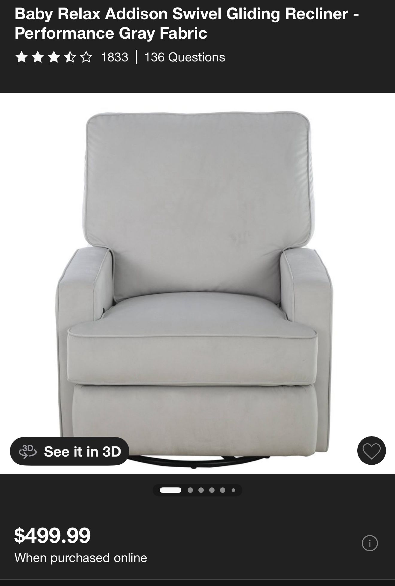 Swivel Gliding Recliner/Gray