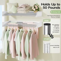 New Vikaqi Wall Mounted Clothes Drying Rack 32", Foldable Wall Laundry Rack