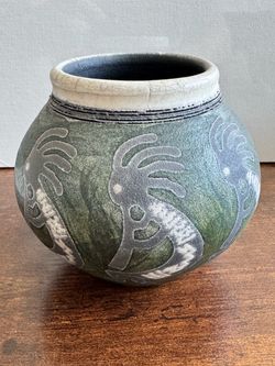 Kokopelli Raku Vase