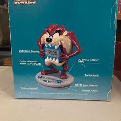 Vtg Toshiba Taz Looney Tunes Tronics Clock/ Radio
