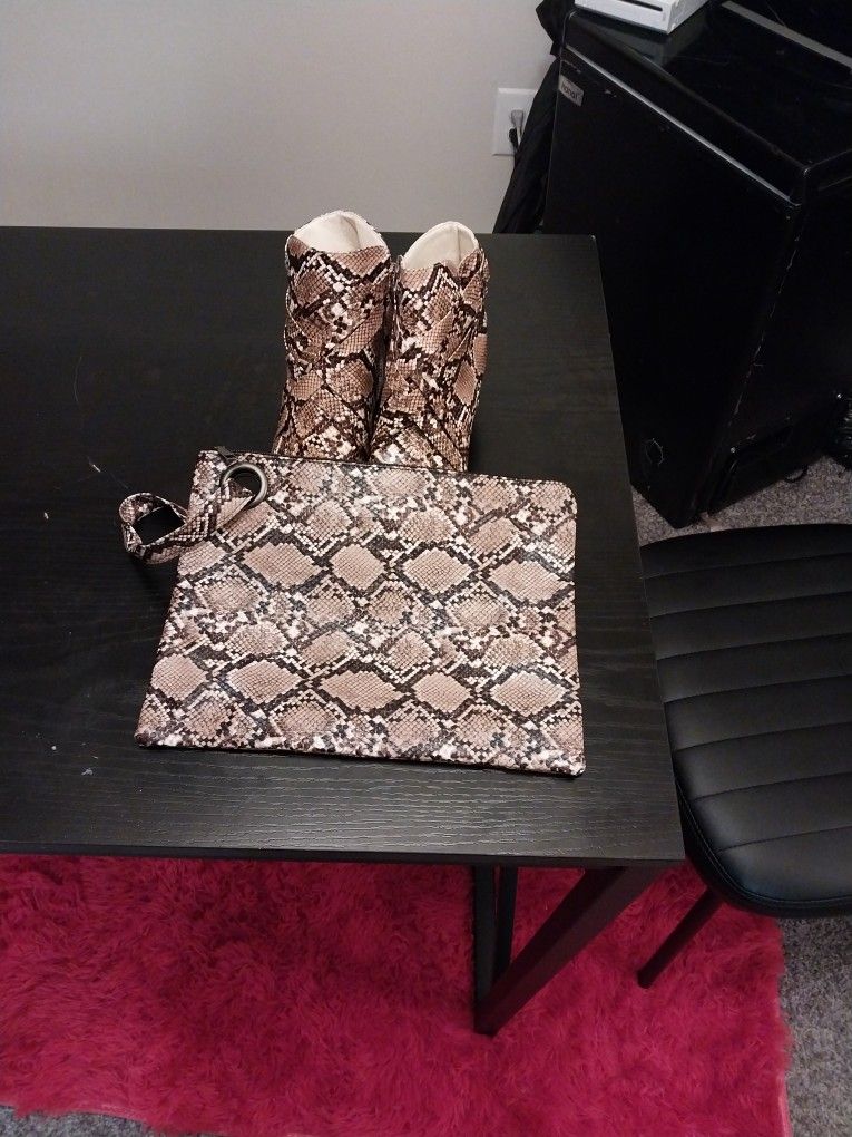 Snake Skin Clutch And Boots