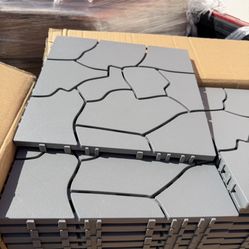 72 pc.11.5in Pack Interlocking Polypropylene Patio Deck Tiles, Weather Resistant Flooring for Balcony, Porch and Garage (Grey)