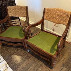 Cane And Cherry Chair Set On Casters