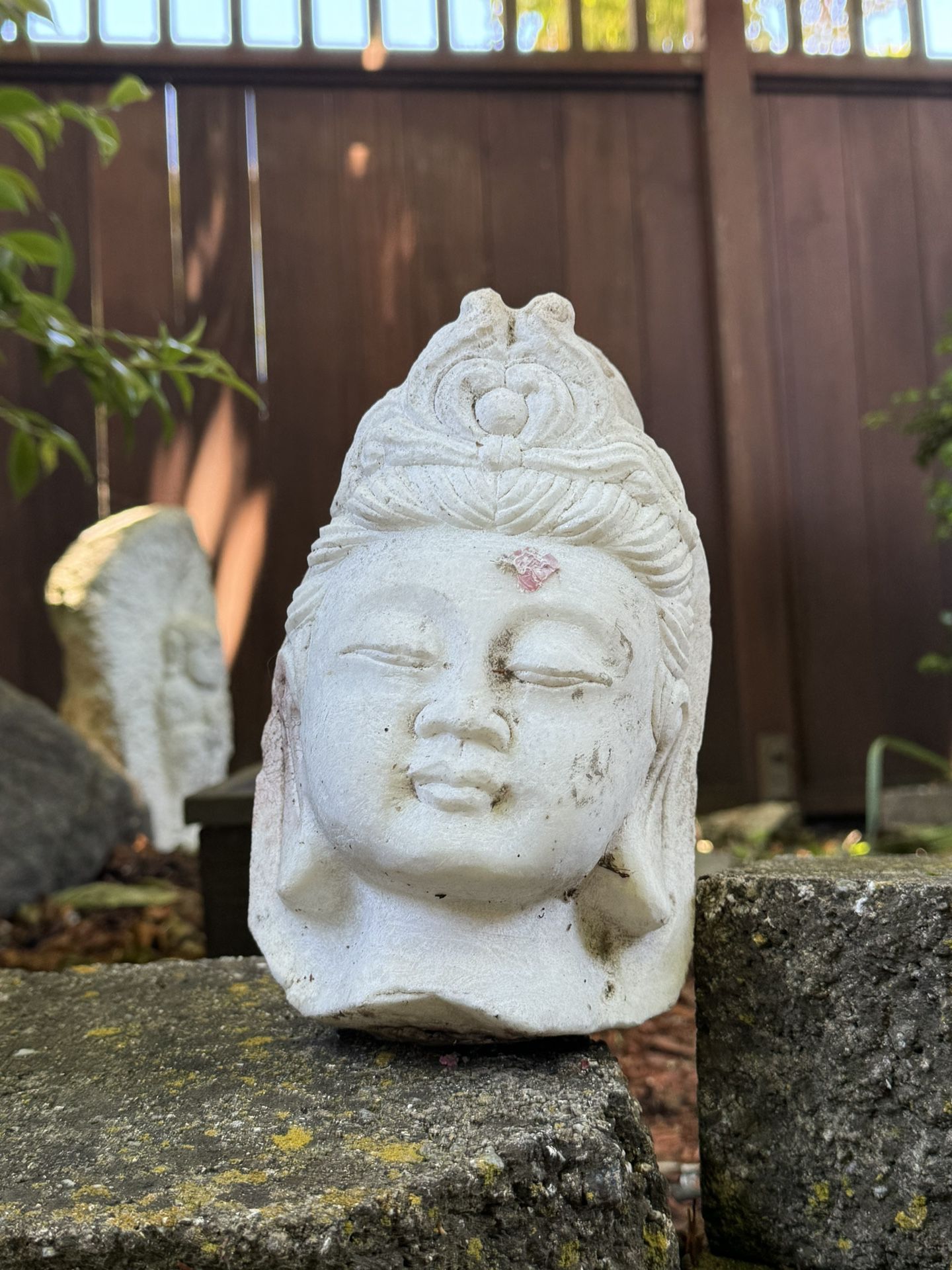 White Marble Buddha Head Old