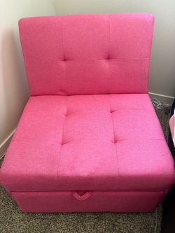 Pink Tufted Convertible Chair Sleeper