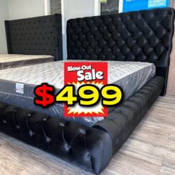 Queen Size Black European With Ortho Mattress 