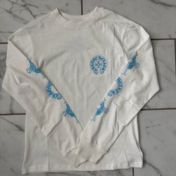 Blue chrome heart long sleeve with blue accents