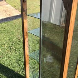 Vintage Solid Wood Curio Case With Original Glass