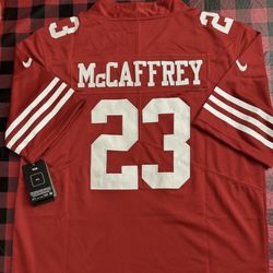 Niners 49ers red Men Jersey Mccaffery 23 (Small To 3X) 
