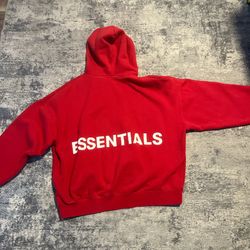 Red Essentials Fear Of God Hoodie