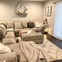 Huge L Shape Cozy Light Color Sectional Couch | Living Room Set ✅ Brand New 🌟 Financing Available 👍