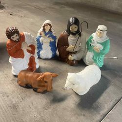 Vintage Blow Mold Nativity Set Christmas Outdoor