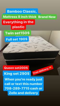 Huge sale for Mattress And Box Twin size #mattress and box 150.$ full 190$ Queen 200$ king 290$. free delivery free set up 708….289…7715… cash or Zell