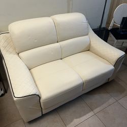 White Leather Sofa 