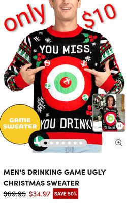 The Drinking Game Christmas Sweater New $10