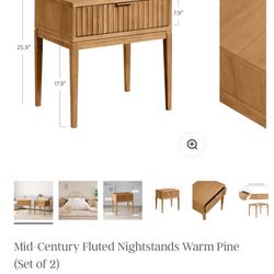 2 Nathan James Fluted Nightstands/End Tables